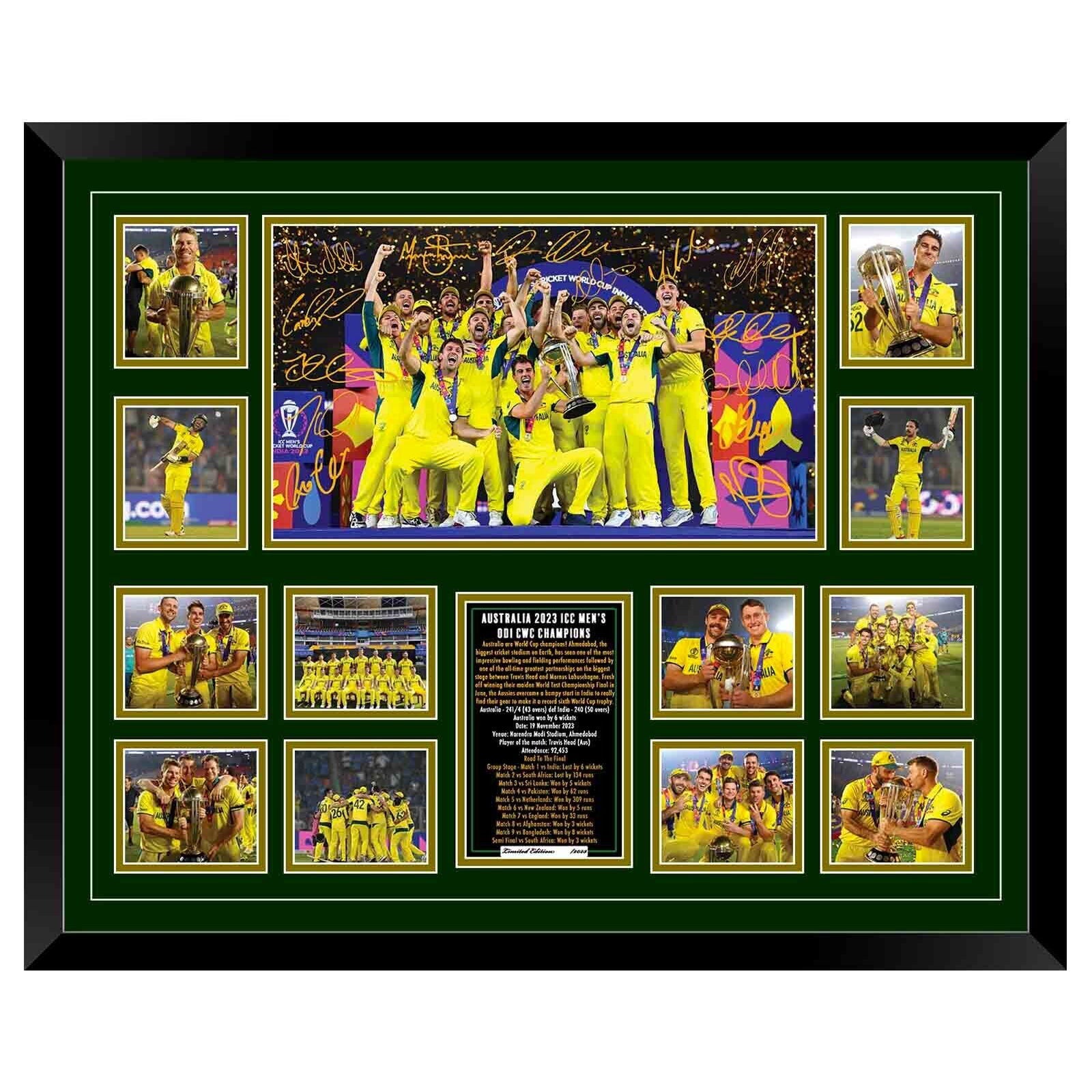 Australia ODI Cricket World Cup Champions SIGNED Limited Edition Photo Memorabilia Wooden Frame ICC Cricket World Cup 2023 - Homeware Discounts
