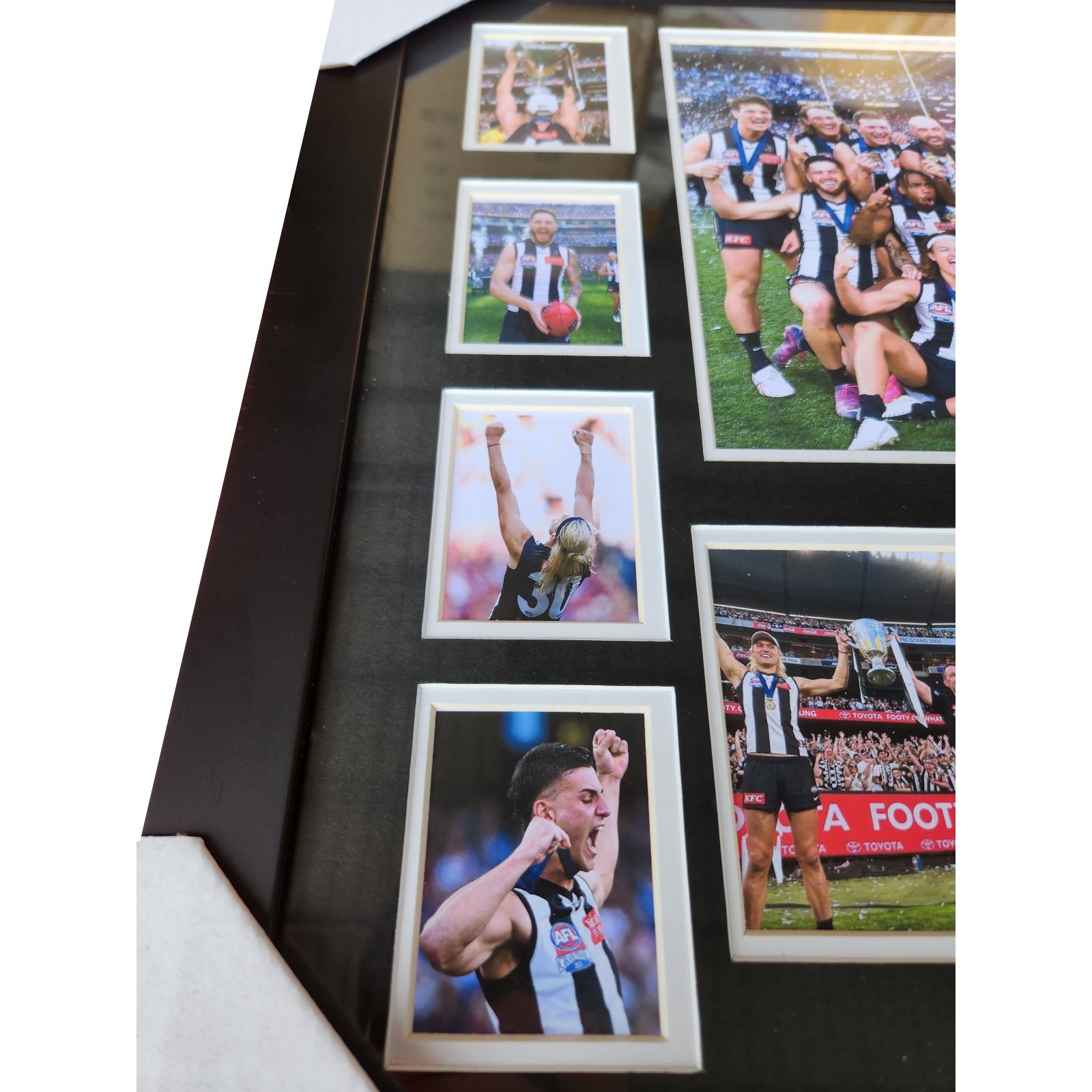 Collingwood FC 2023 AFL PREMIERS 56CM x 46CM Team Poster Wooden Frame MEMORABILIA - Homeware Discounts