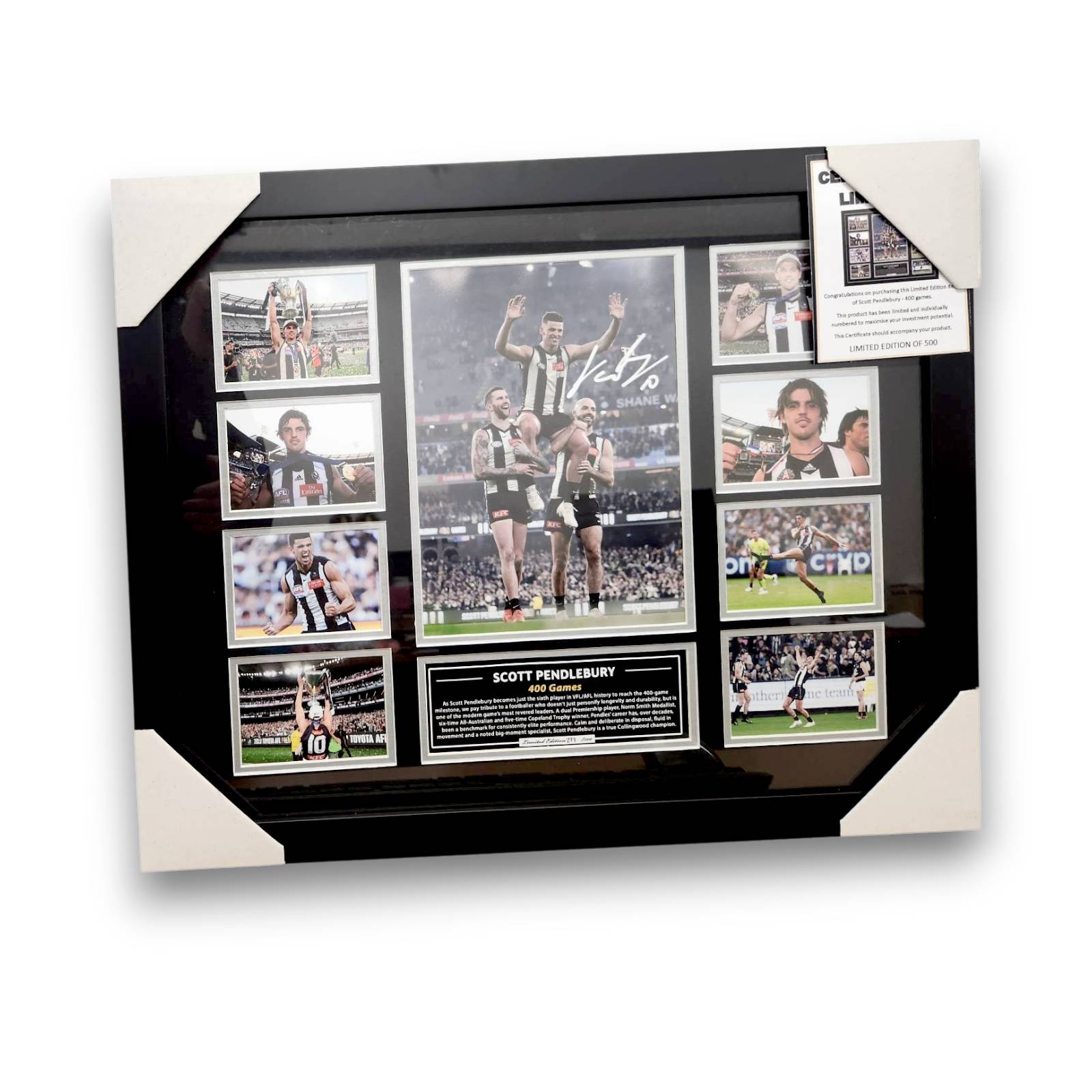 Collingwood FC 400 Games Scott Pendlebury 56CM x 46CM Team Poster Wooden Frame MEMORABILIA - My Store