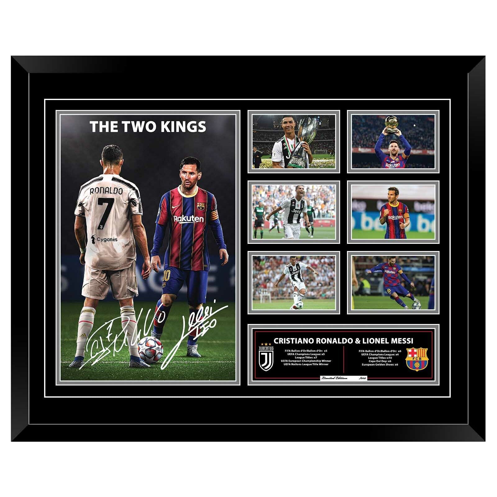 CRISTIANO RONALDO & LIONEL MESSI Soccer Barcelona Real madrid Limited Edition Photo Memorabilia Wooden Frame - Homeware Discounts