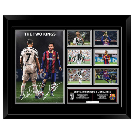 CRISTIANO RONALDO & LIONEL MESSI Soccer Barcelona Real madrid Limited Edition Photo Memorabilia Wooden Frame - Homeware Discounts