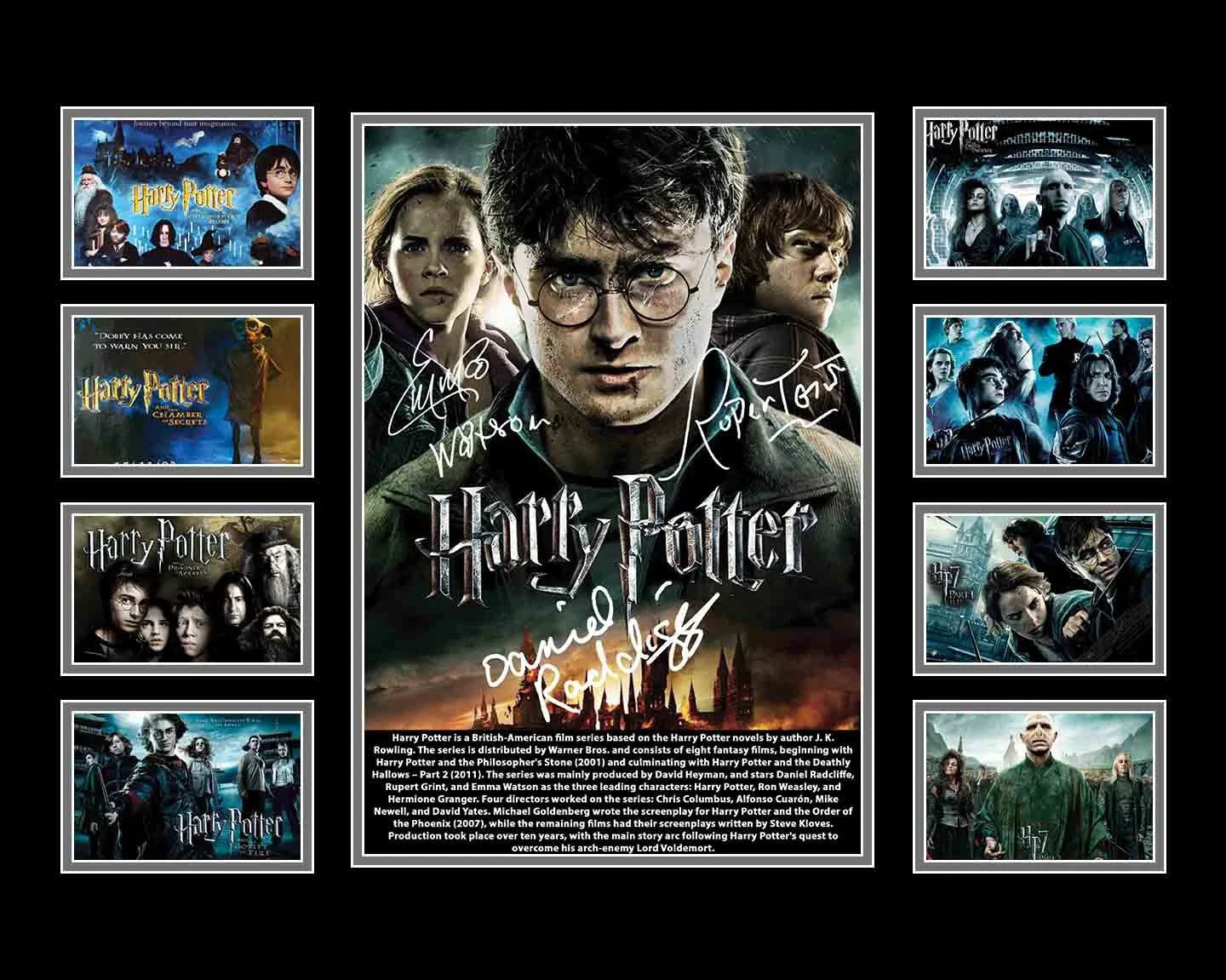 HARRY POTTER COLLECTION DANIEL RADCLIFFE EMMA WATSON Signed Limited Edition Photo Memorabilia Wooden Frame - My Store