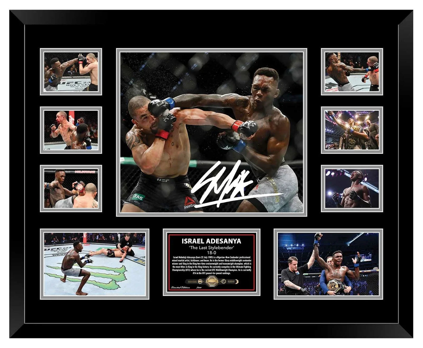 ISRAEL ADESANYA 18-0 STYLEBENDER UFC Limited Edition Photo Memorabilia Wooden Frame - My Store