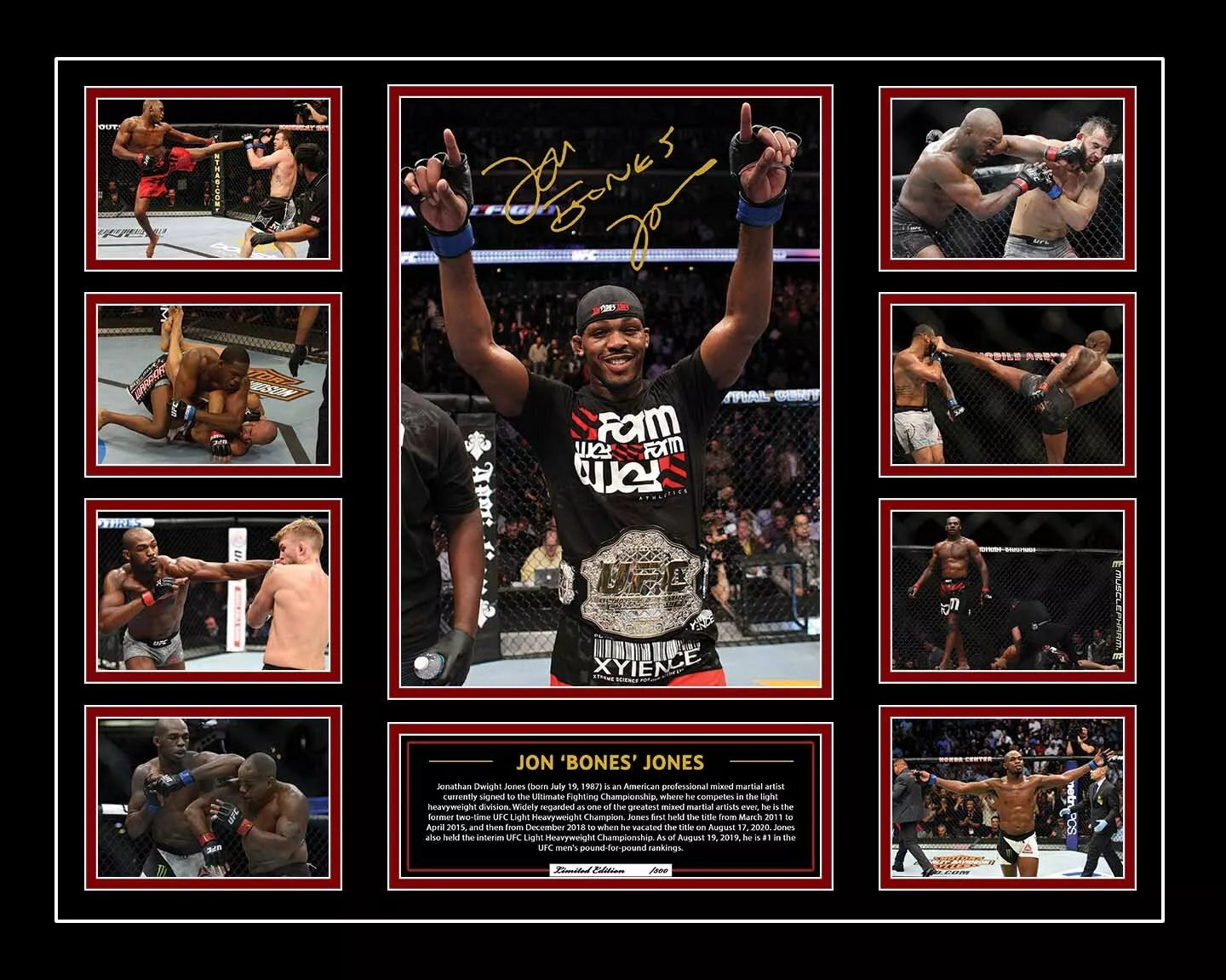JON BONES JONES JON JONES UFC 246 2020 COMEBACK UFC Limited Edition Photo Memorabilia Wooden Frame - My Store