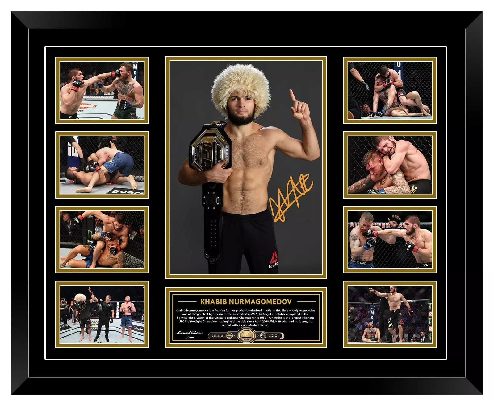 KHABIB NURMAGOMEDOV 29-0 UFC Limited Edition Photo Memorabilia Wooden Frame - My Store