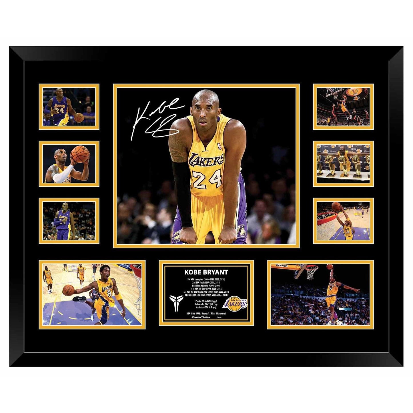 KOBE BRYANT LA LAKER Limited Edition Photo Memorabilia Wooden Frame - Homeware Discounts