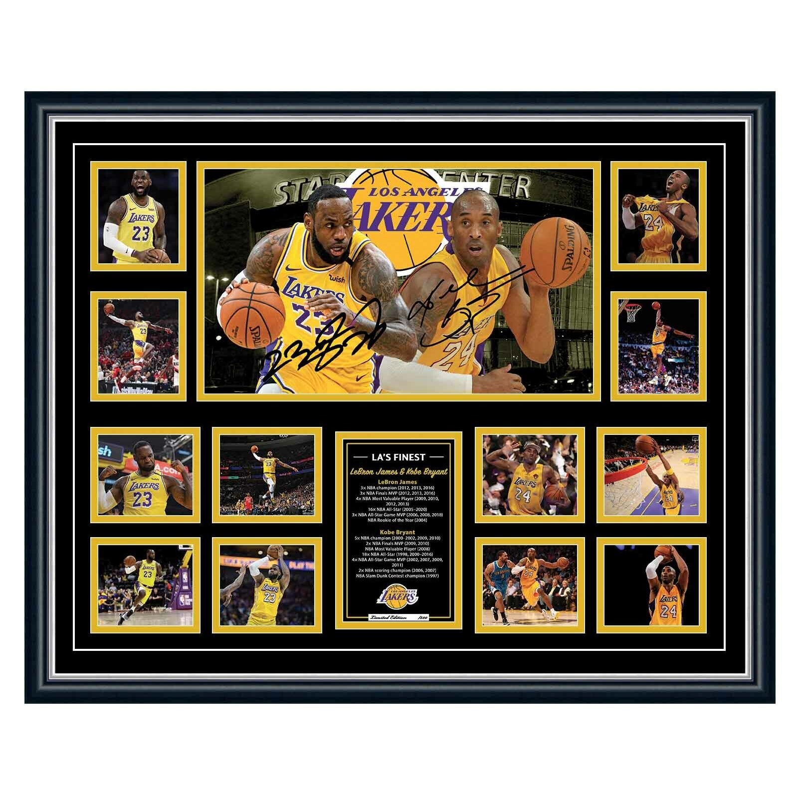 LEBRON JAMES & KOBE BRYANT LA LAKER Limited Edition Photo Memorabilia Wooden Frame - Homeware Discounts
