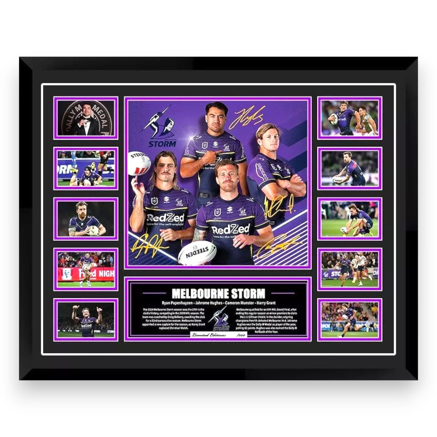 Melbourne Storm NRL Superstars Cameron Munster Ruby Limited Photo Memorabilia Wooden Frame - My Store