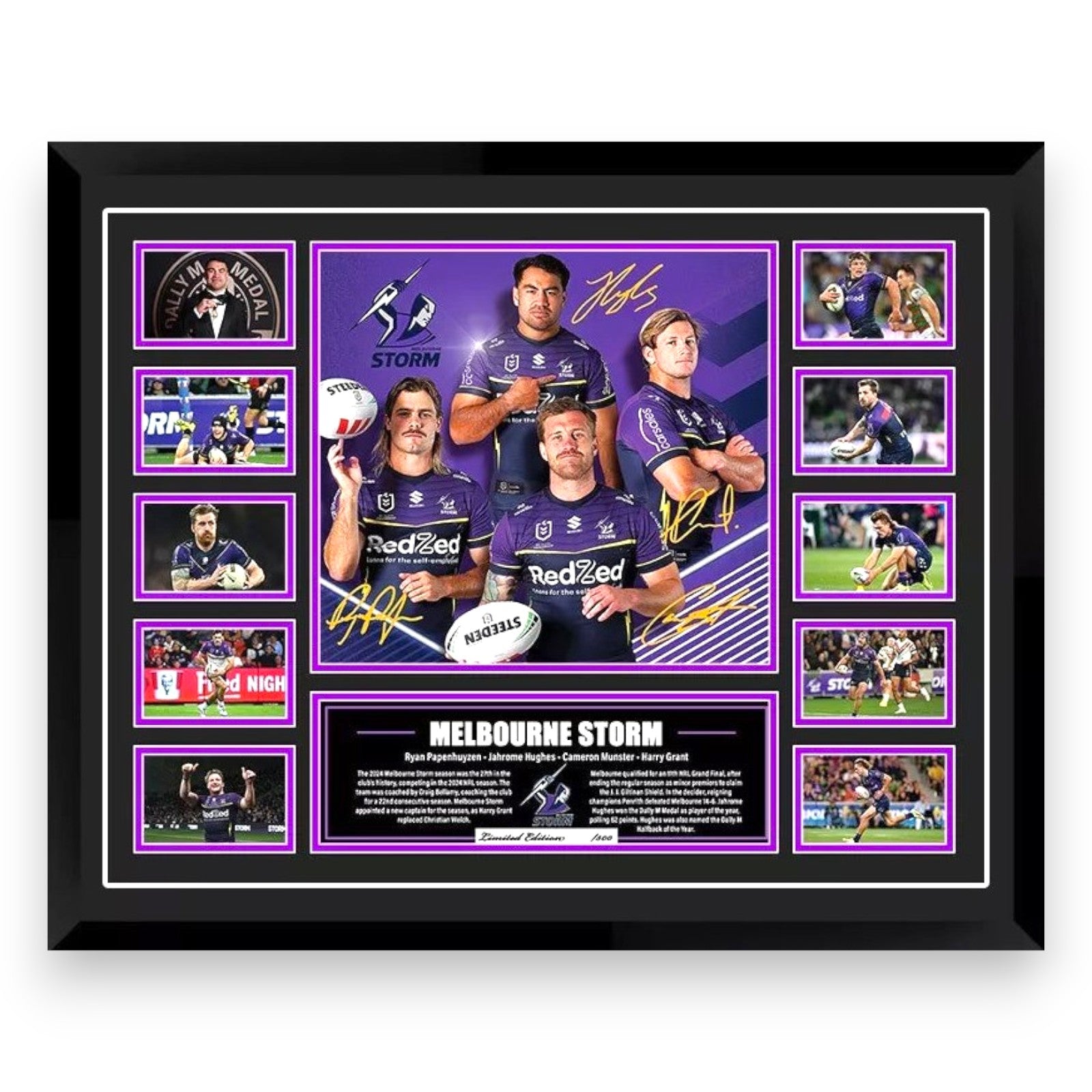 Melbourne Storm NRL Superstars Cameron Munster Ruby Limited Photo Memorabilia Wooden Frame - My Store