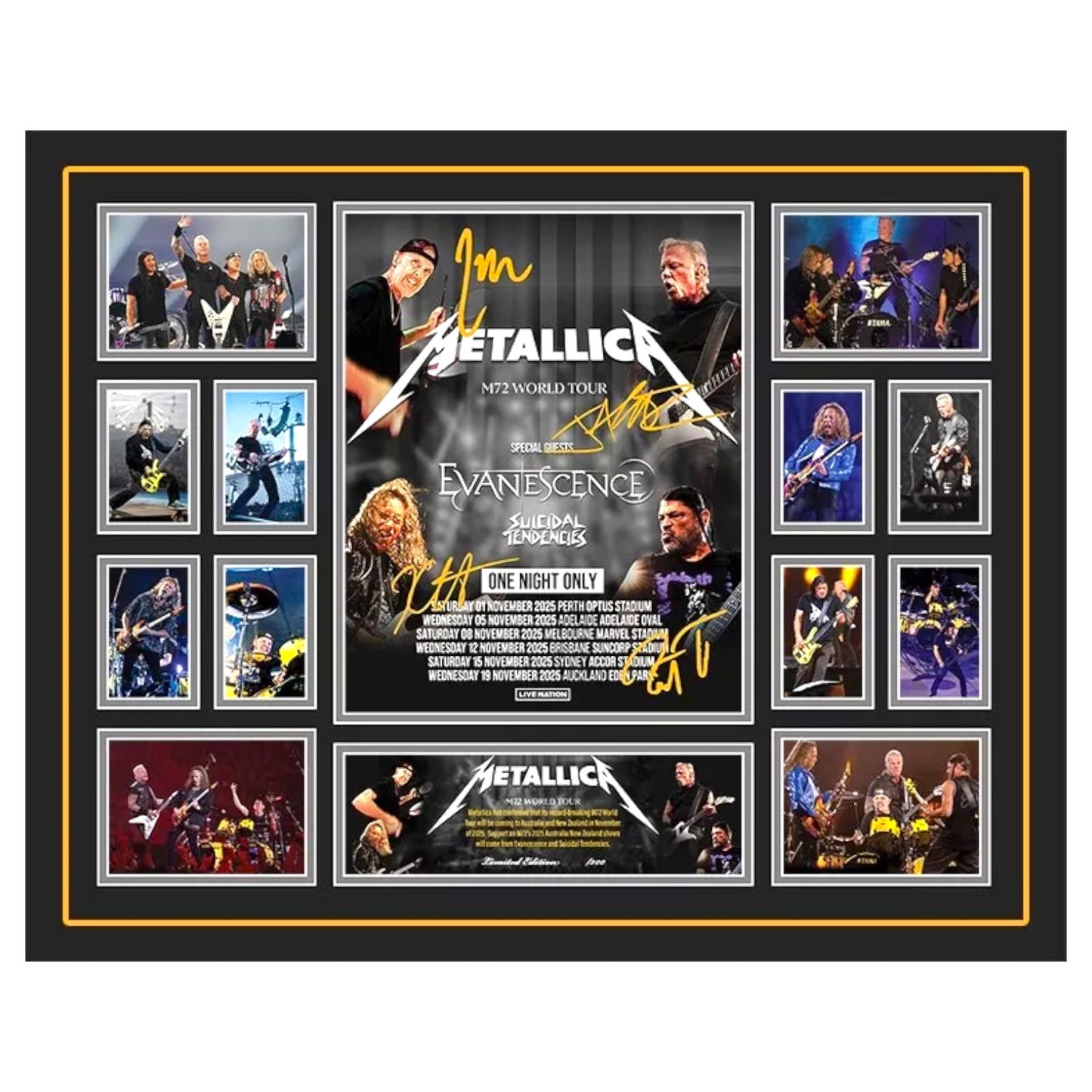 Metallica M72 Australia Tour 2025 Signed Limited Photo Memorabilia Frame - My Store