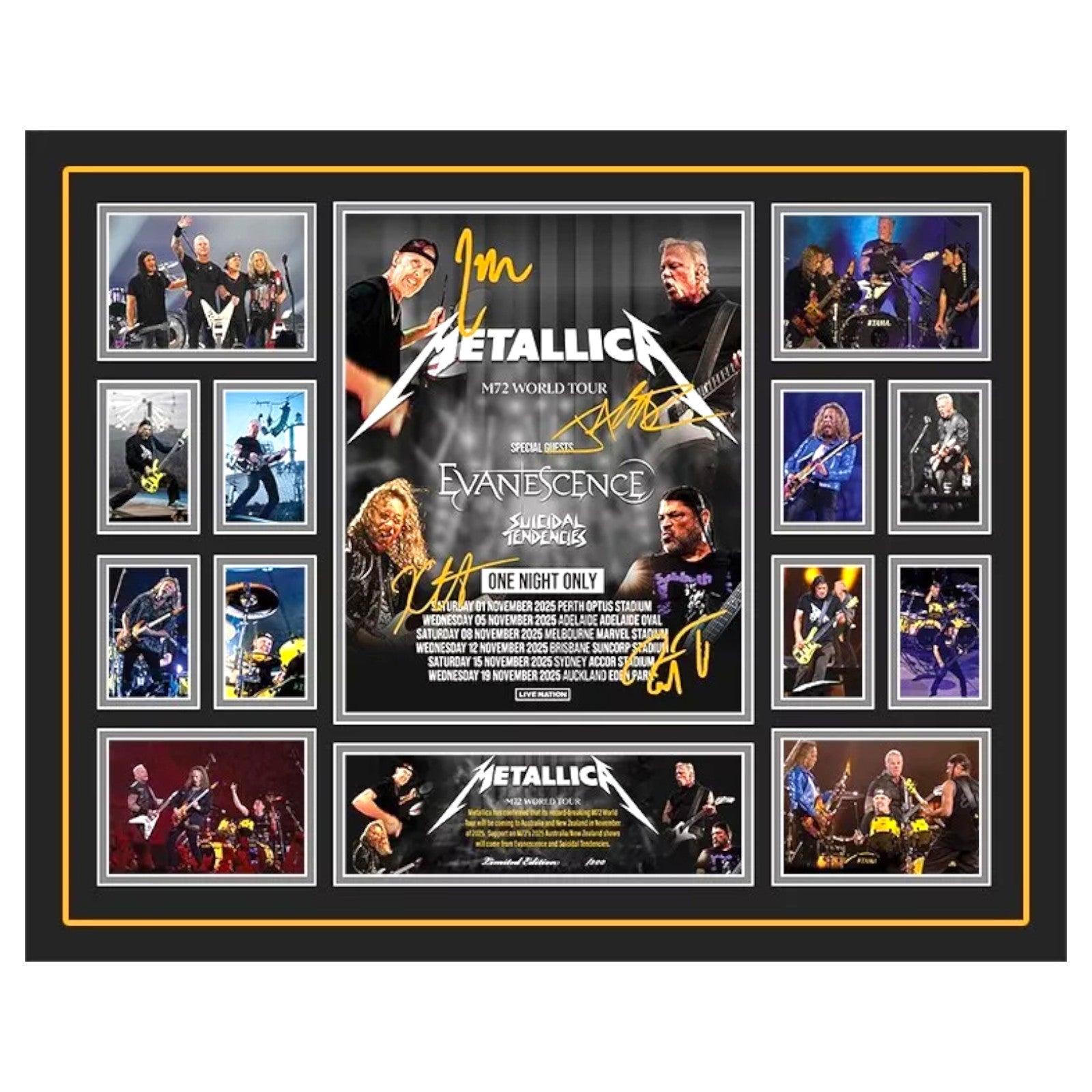 Metallica M72 Australia Tour 2025 Signed Limited Photo Memorabilia Frame - My Store