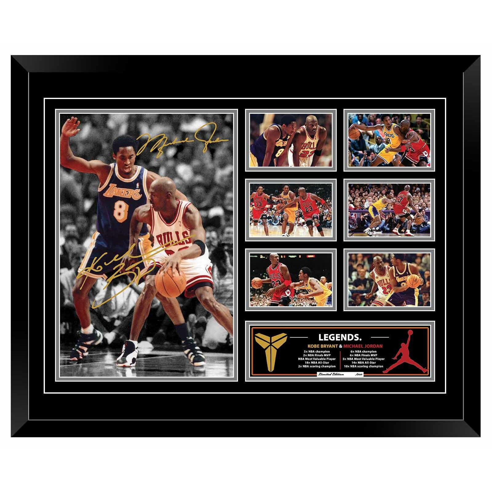 MICHAEL JORDAN & KOBE BRYANT LEGENDS Limited Edition Photo Memorabilia Wooden Frame - Homeware Discounts