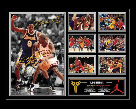 MICHAEL JORDAN & KOBE BRYANT LEGENDS Limited Edition Photo Memorabilia Wooden Frame - Homeware Discounts