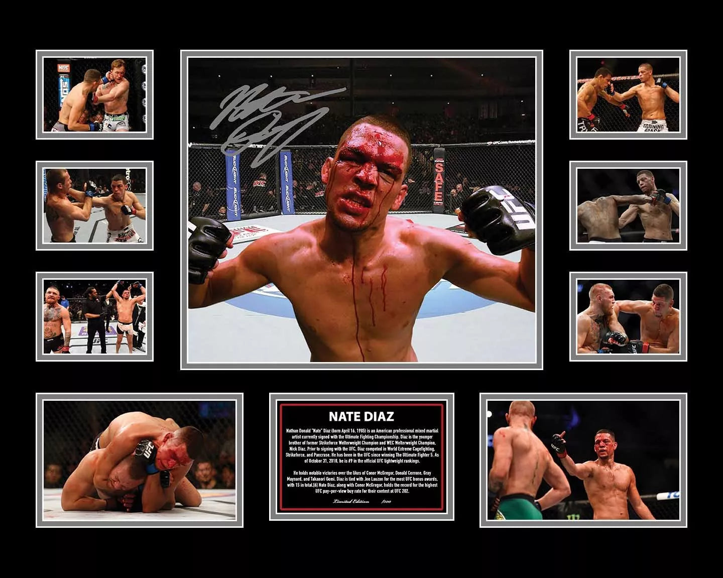 NATE DIAZ UFC Limited Edition Photo Memorabilia Wooden Frame - My Store