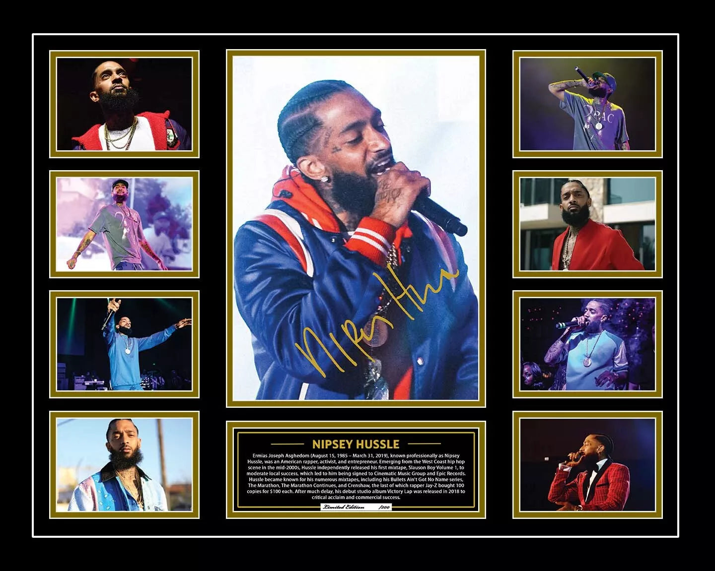 NIPSEY HUSSLE FAREWELL Signed Limited Edition Photo Memorabilia Wooden Frame - My Store