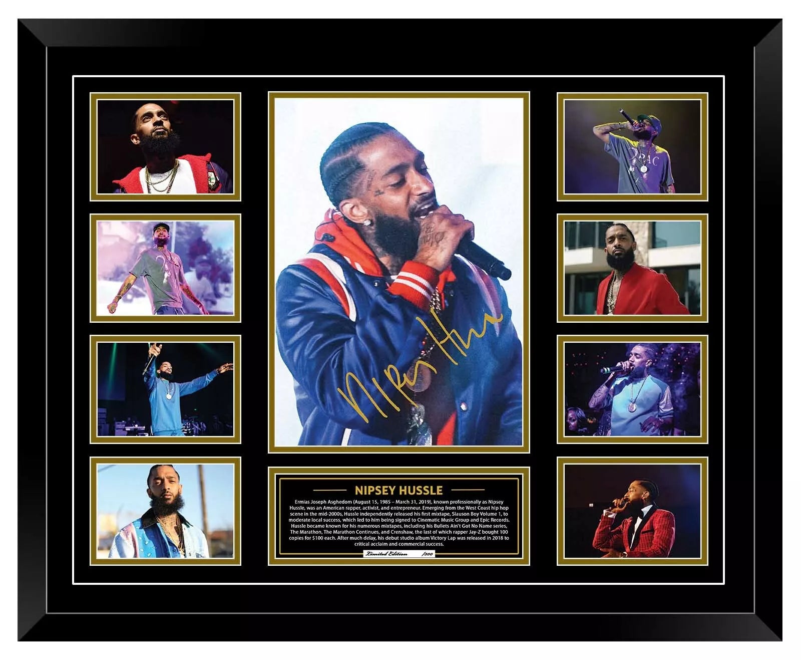 NIPSEY HUSSLE FAREWELL Signed Limited Edition Photo Memorabilia Wooden Frame - My Store