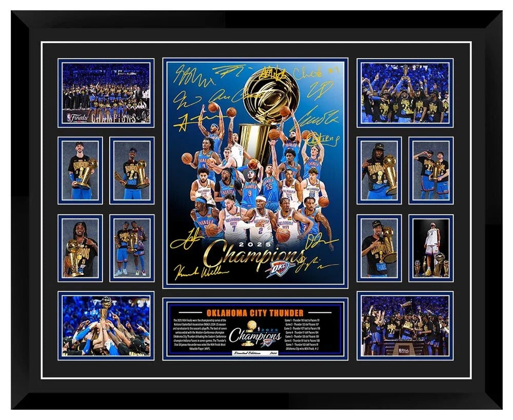 OKLAHOMA CITY THUNDER 2025 NBA CHAMPIONS Limited Edition Photo Memorabilia Wooden Frame - My Store