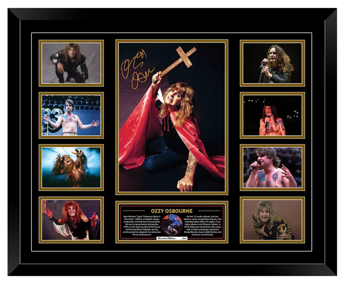 OZZY OSBOURNE SIGNED LEGEND TRIBUTE Limited Edition Photo Memorabilia Wooden Frame - My Store