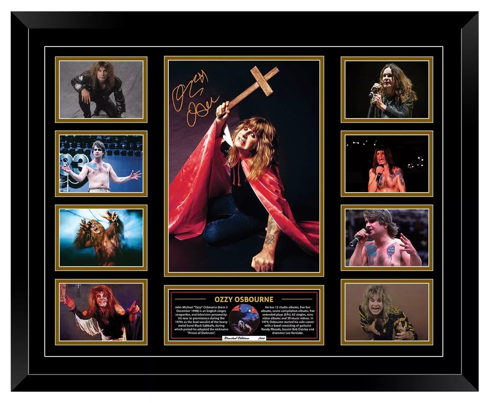 OZZY OSBOURNE SIGNED LEGEND TRIBUTE Limited Edition Photo Memorabilia Wooden Frame - My Store
