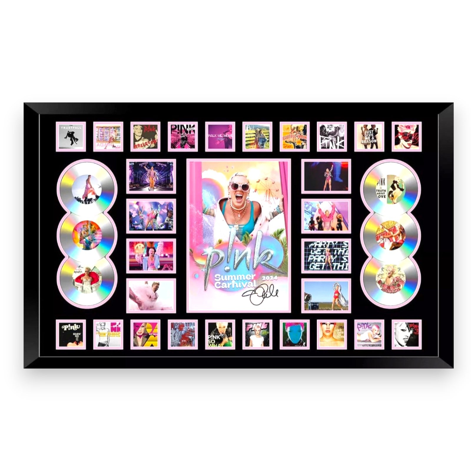 PINK SUMMER CARNIVAL 2024 AUSTRALIA TOUR 86CM x 56CM Signed Limited Photo Memorabilia Frame Wooden - My Store