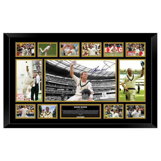 Shane Warne Signed Framed Limited Edition 86cmx56cm Photo Memorabilia Wooden Frame - Homeware Discounts
