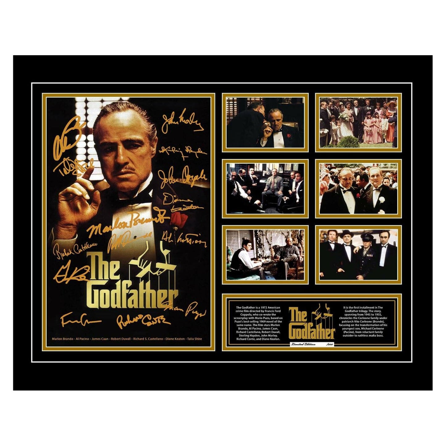 The Godfather Marlon Brand Al Pacino Robert De Niro 1972 Signed Limited Photo Memorabilia Frame - Homeware Discounts