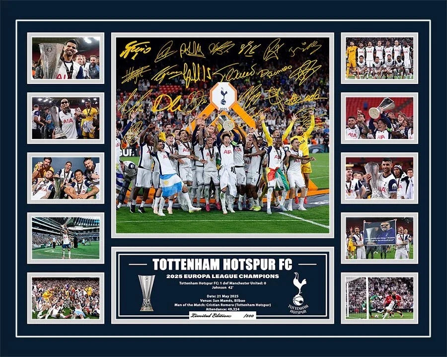 TOTTENHAM HOTSPUR FC 2025 EUROPA LEAGUE CHAMPIONS Son Heung-min Soccer Football Limited Photo Memorabilia Wooden Fram - My Store