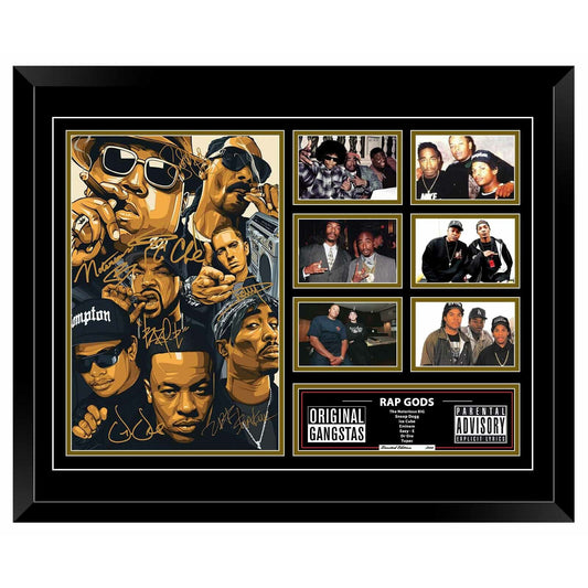 TUPAC EAZY E EMINEM ICE CUBE SNOOP DOGG DR DRE BIGGIE SMALLS Rap Gods Photo Memorabilia Wooden Frame - Homeware Discounts