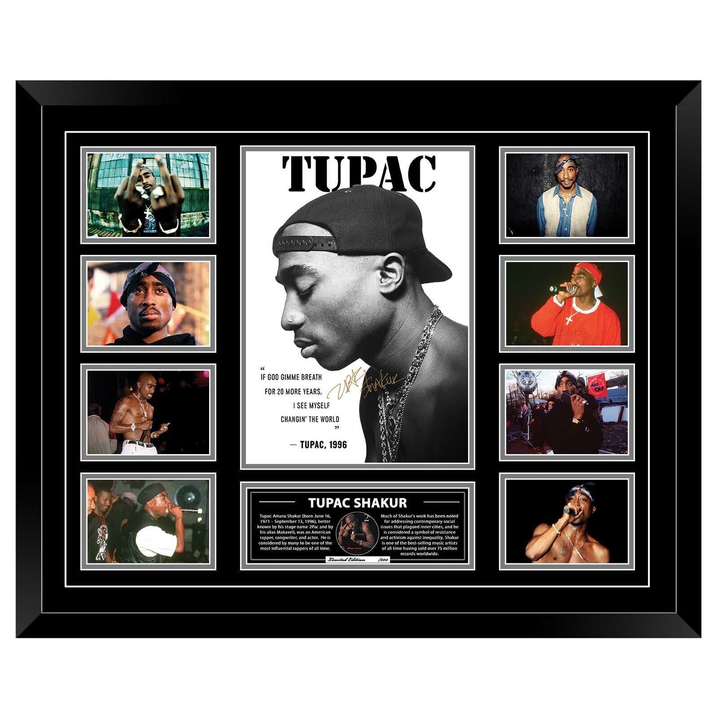 TUPAC SHAKUR 2PAC ALL EYEZ ON ME Signed Limited Photo Memorabilia Frame - Homeware Discounts