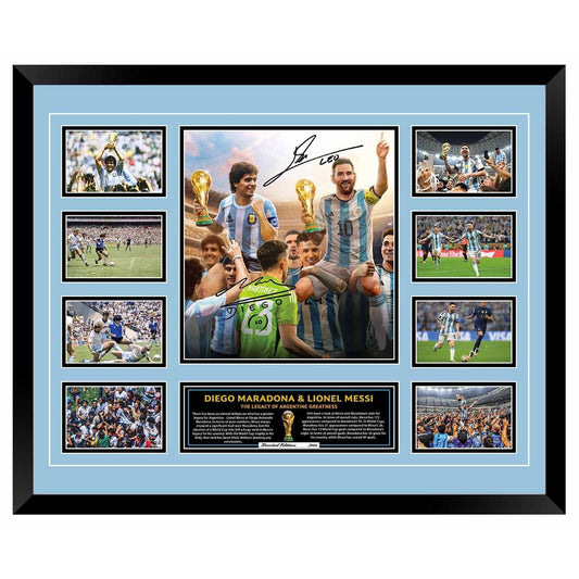 World Cup Winners ARGENTINA LIONEL MESSI DIEGO MARADONA Soccer Football Limited Photo Memorabilia Frame - Homeware Discounts