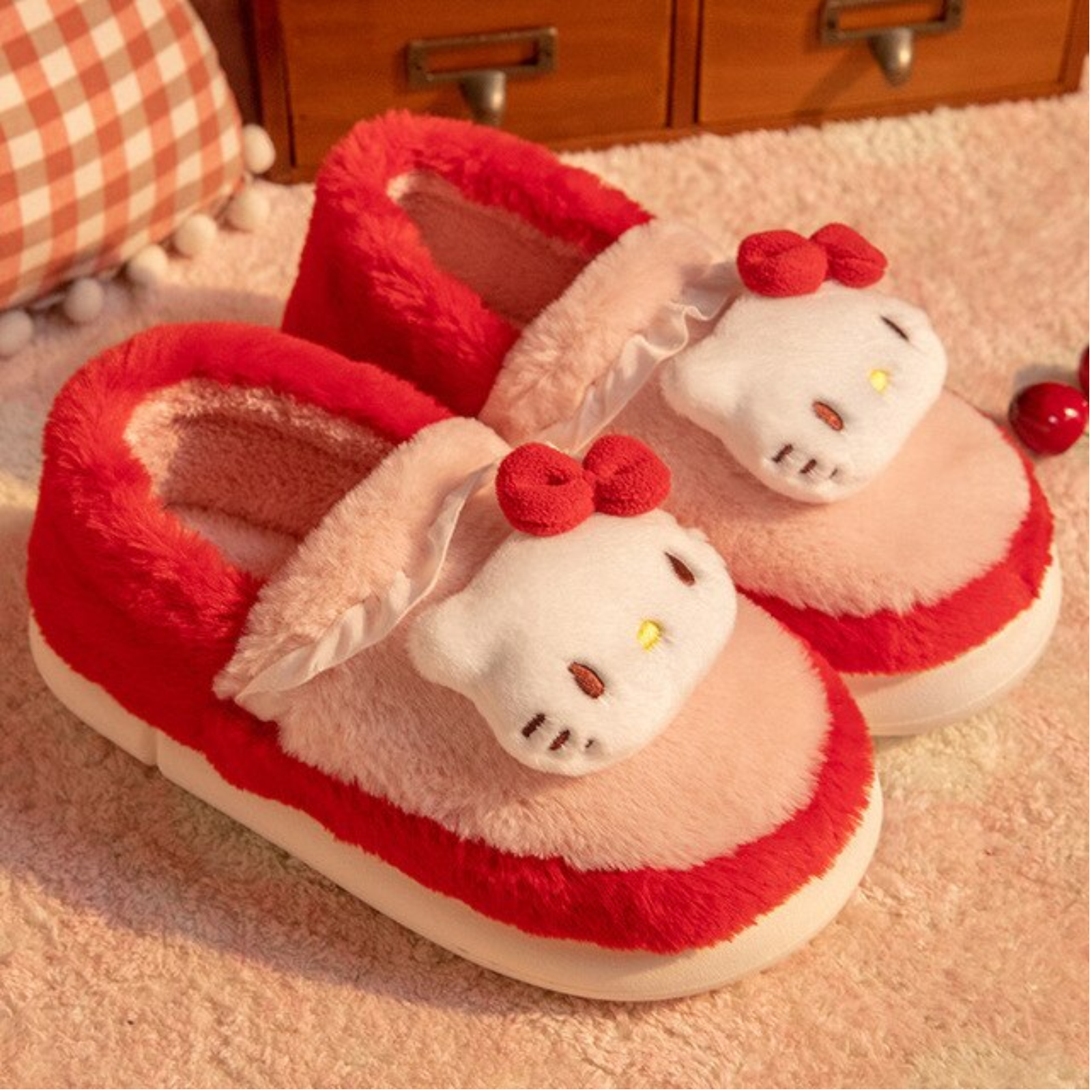 Hello Kitty Winter Fluff Slippers - Kuromi Cinnamoroll My Melody - Homeware Discounts