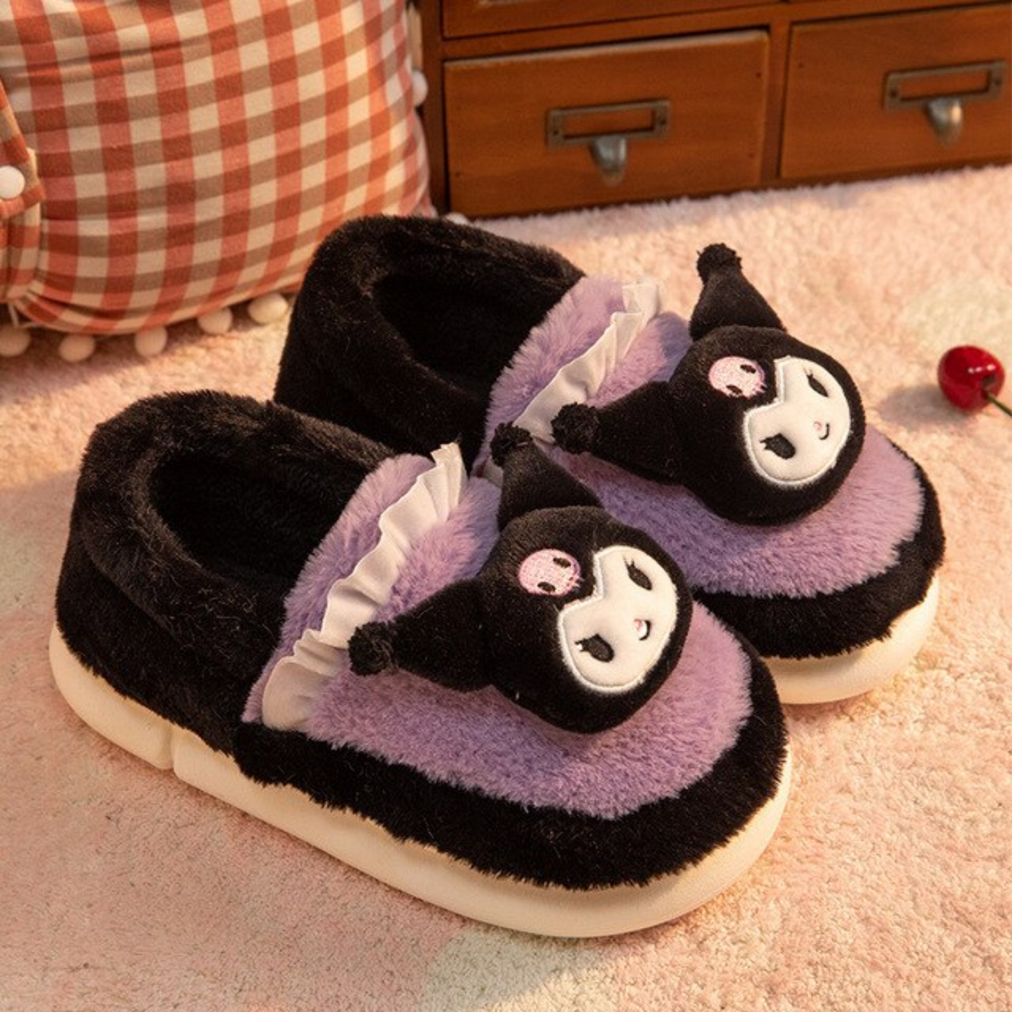Hello Kitty Winter Fluff Slippers - Kuromi Cinnamoroll My Melody - Homeware Discounts