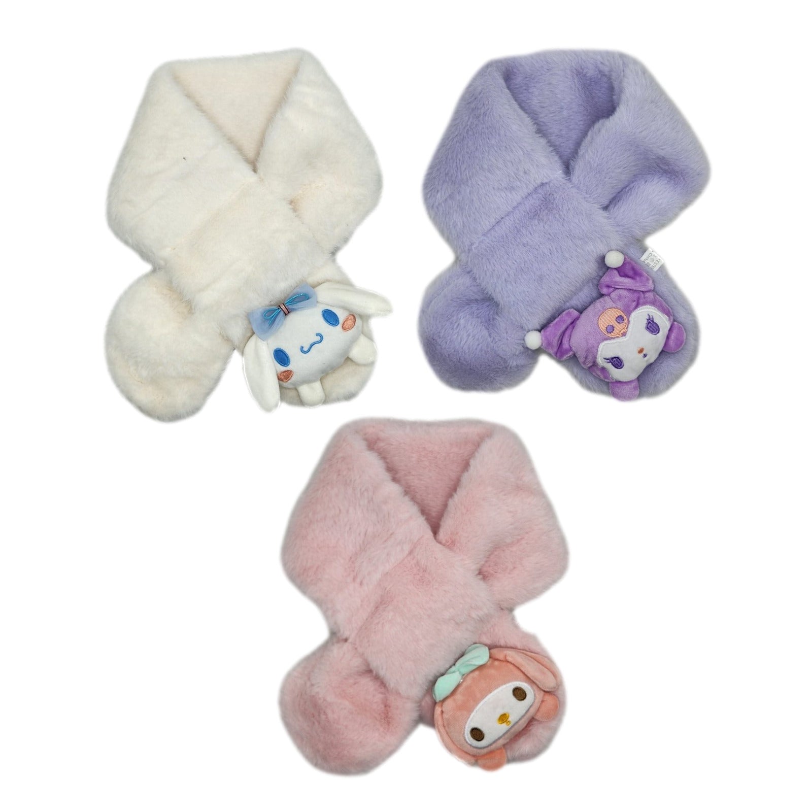 Hello Kitty Kids Scarfs - Kuromi Cinnamoroll My Melody Fluffy Furry Soft Plush Winter - My Store