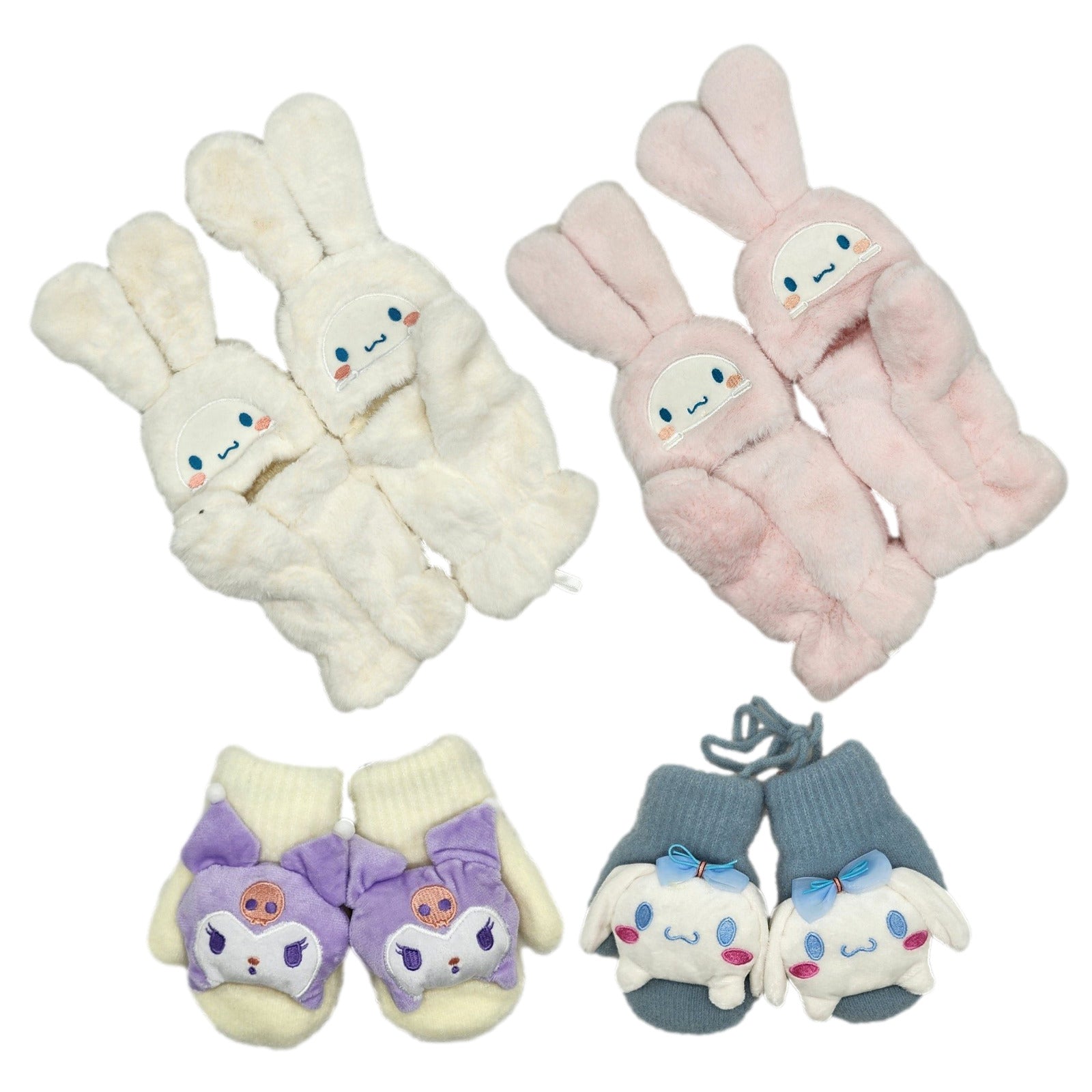 Hello Kitty Winter Mittens Gloves - Kuromi Cinnamoroll Kids Teen Size Wool Knit Mitten - My Store