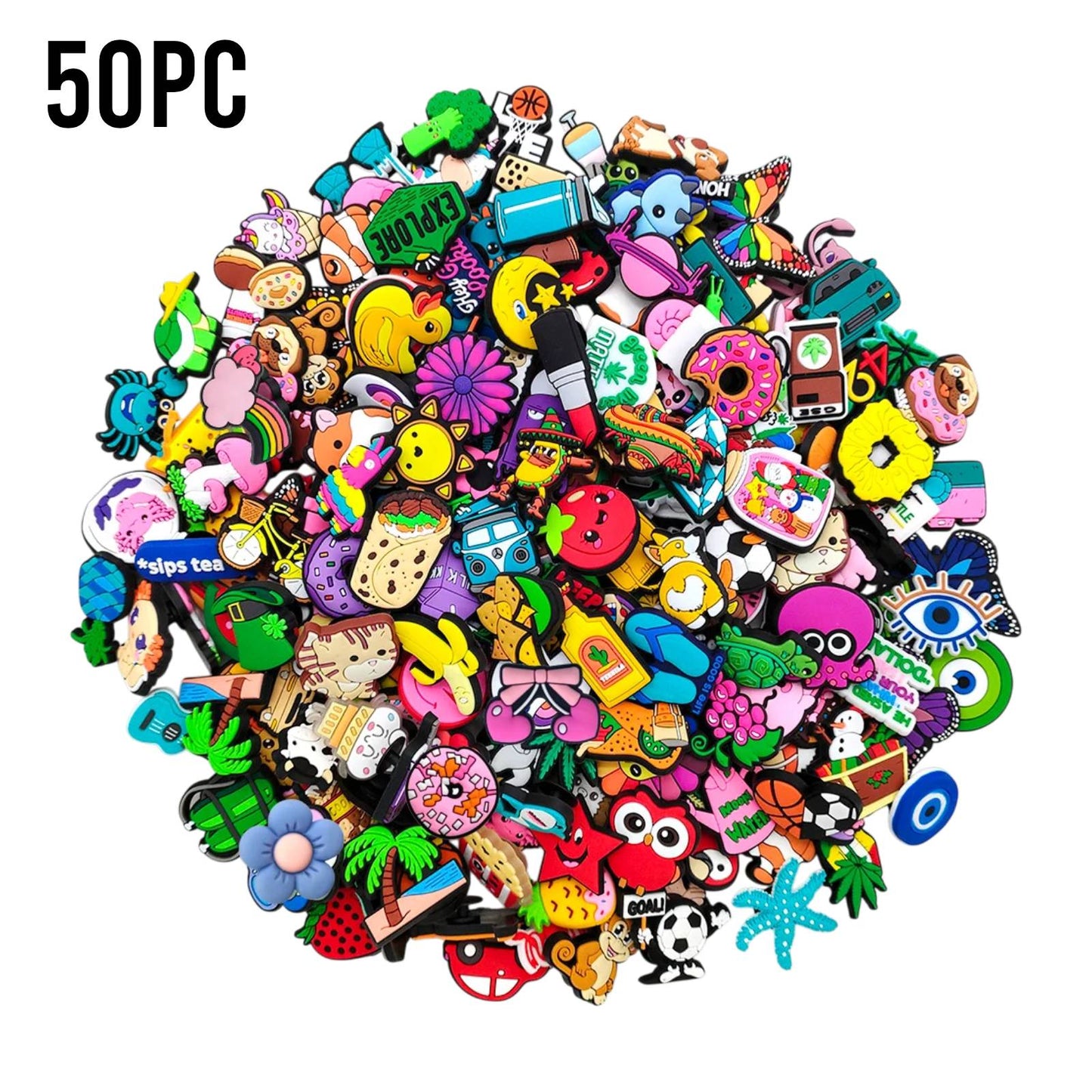 300PC Mixed Assorted Random Cartoon Cute PVC Shoe Charms Decor For Croc Clogs - My Store