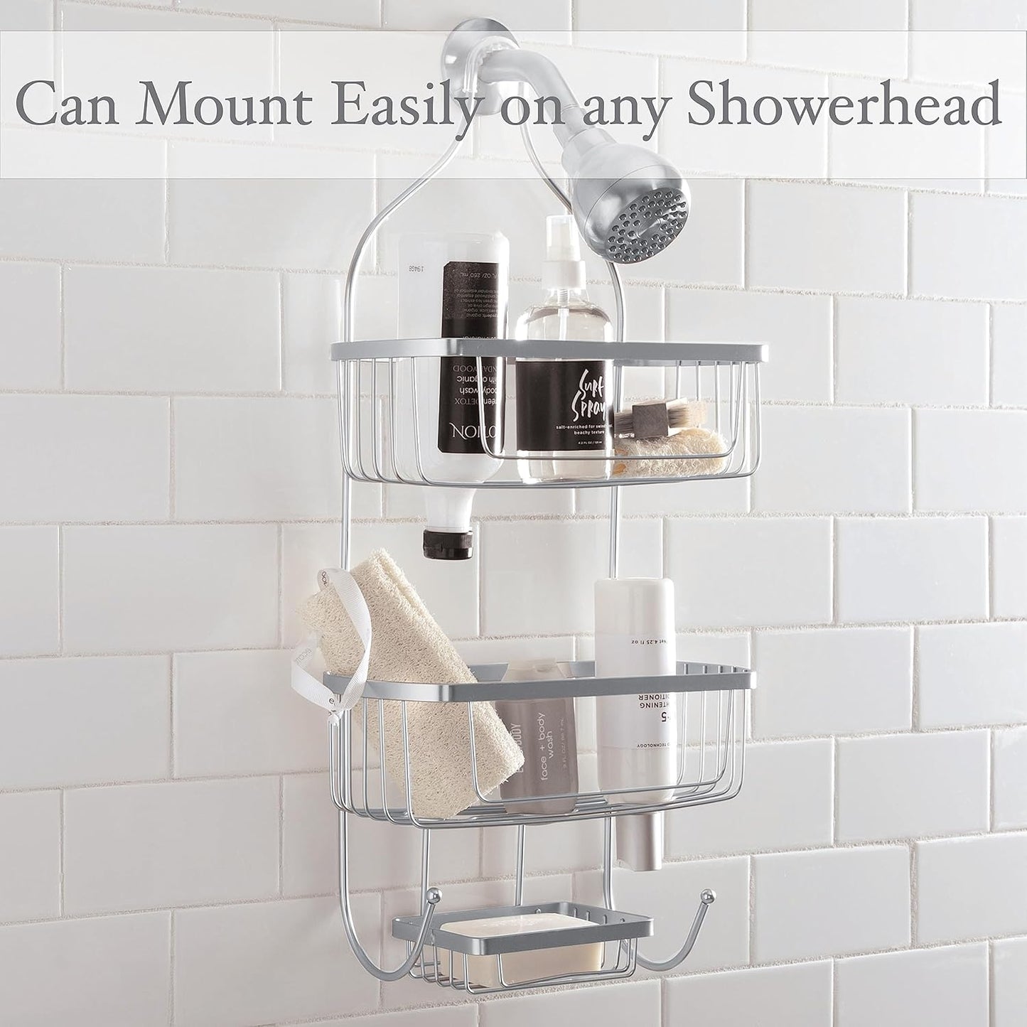 3 Tier Chrome 60cm Shower Caddy Organizer Storage Rack Bathroom - Homeware Discounts