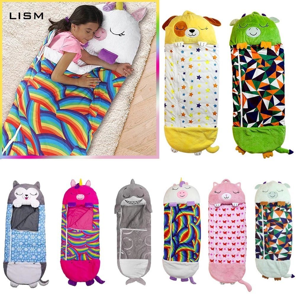 Sleeping Bag Happy Napper Kids Children Blanket Winter fluffy warm Cat Pillow & Sleepy Sack plush - My Store