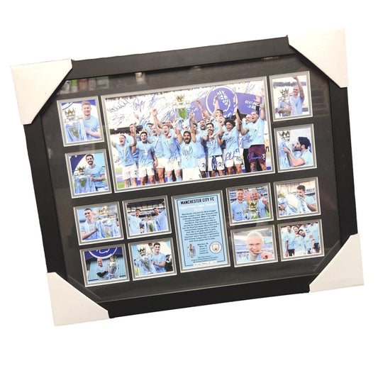 2023 EPL Champions Soccer Football MAN CITY Manchester City FC 56CMx46CM Memorabilia Wooden Limited Frame - Homeware Discounts