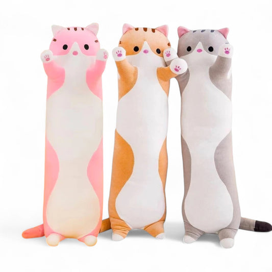 80cm Grey - Cute Carton Cat Pillow Plushie Plush Soft Long Body Pillow Stuffed Animals Kawaii Plush Cat Doll - My Store