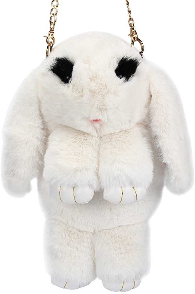 35cm Rabbit Bunny Plush Bag Satchel Plush Chain Bag Purse Bag Rabbit Faux Fur - Homeware Discounts