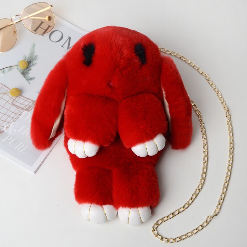 35cm Rabbit Bunny Plush Bag Satchel Plush Chain Bag Purse Bag Rabbit Faux Fur - Homeware Discounts