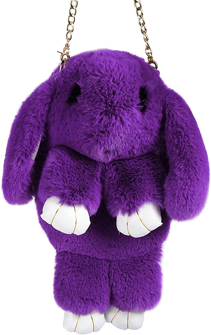 35cm Rabbit Bunny Plush Bag Satchel Plush Chain Bag Purse Bag Rabbit Faux Fur - Homeware Discounts