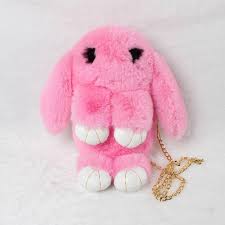 35cm Rabbit Bunny Plush Bag Satchel Plush Chain Bag Purse Bag Rabbit Faux Fur - Homeware Discounts