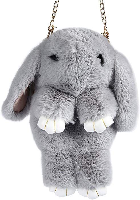 35cm Rabbit Bunny Plush Bag Satchel Plush Chain Bag Purse Bag Rabbit Faux Fur - Homeware Discounts