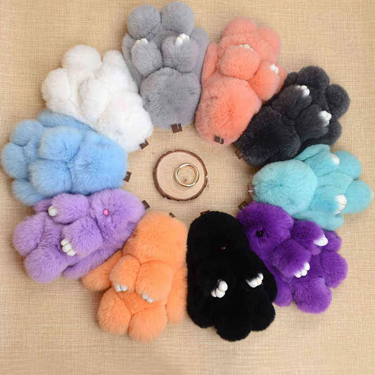 15CM  Rabbit Bunny Plush Keychain Keyring Bag Accessory Faux Fur - Homeware Discounts