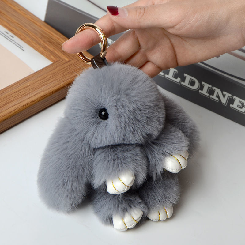 15CM  Rabbit Bunny Plush Keychain Keyring Bag Accessory Faux Fur - Homeware Discounts