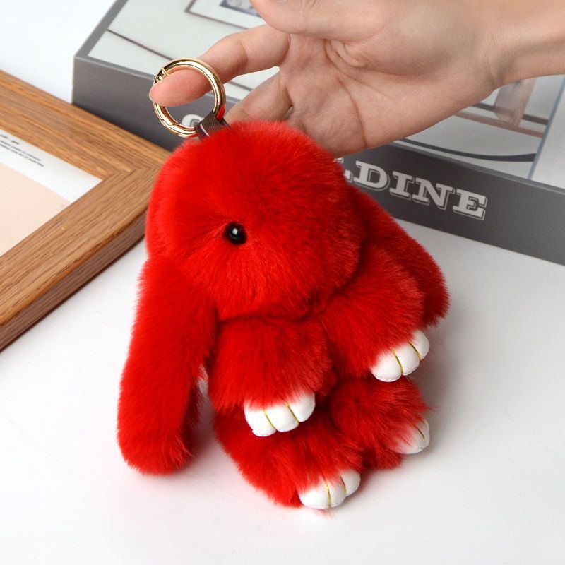 15CM  Rabbit Bunny Plush Keychain Keyring Bag Accessory Faux Fur - Homeware Discounts