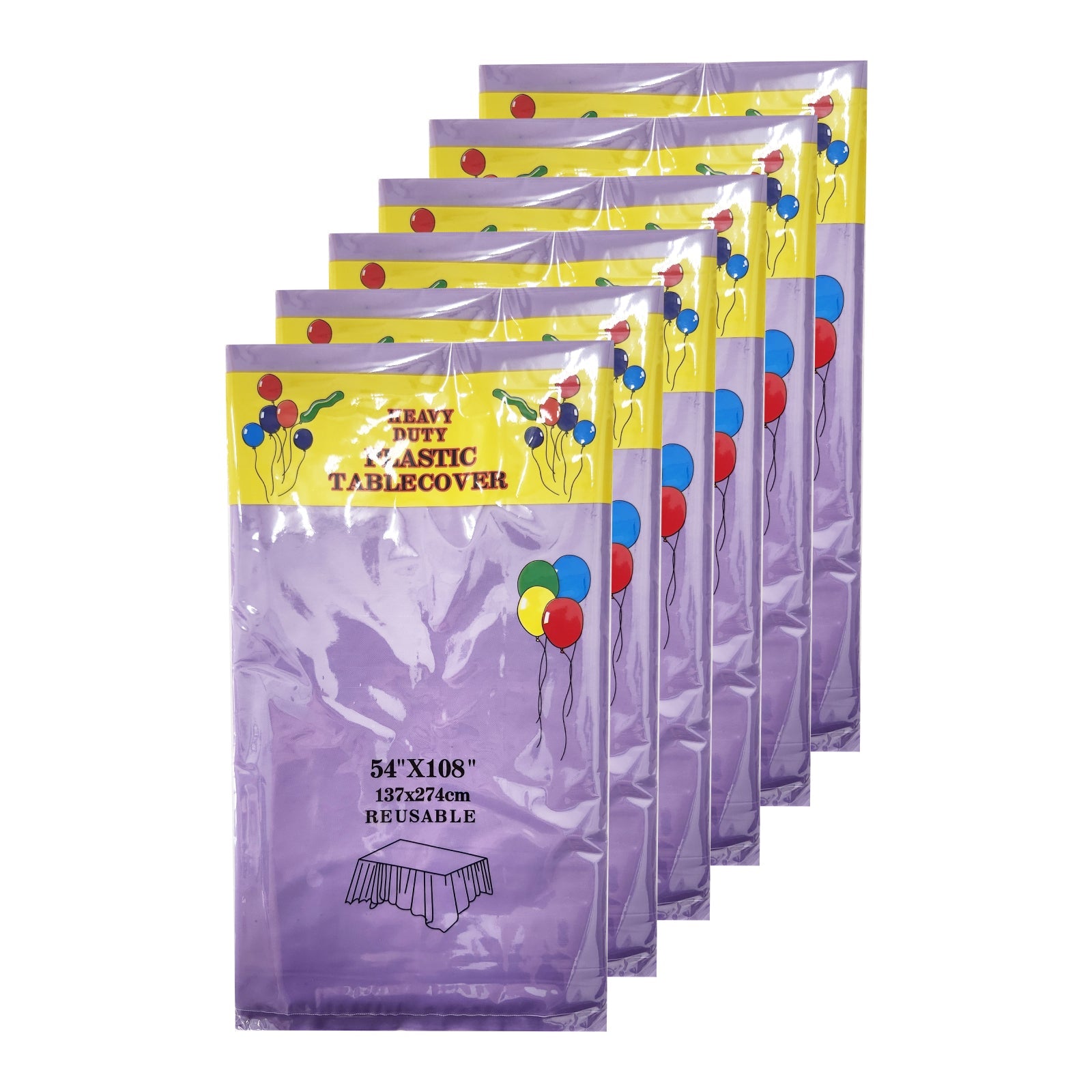 6/12PK Reusable Table Cover - Birthday Wedding Party 137 x 274 cm Rectangle - Homeware Discounts