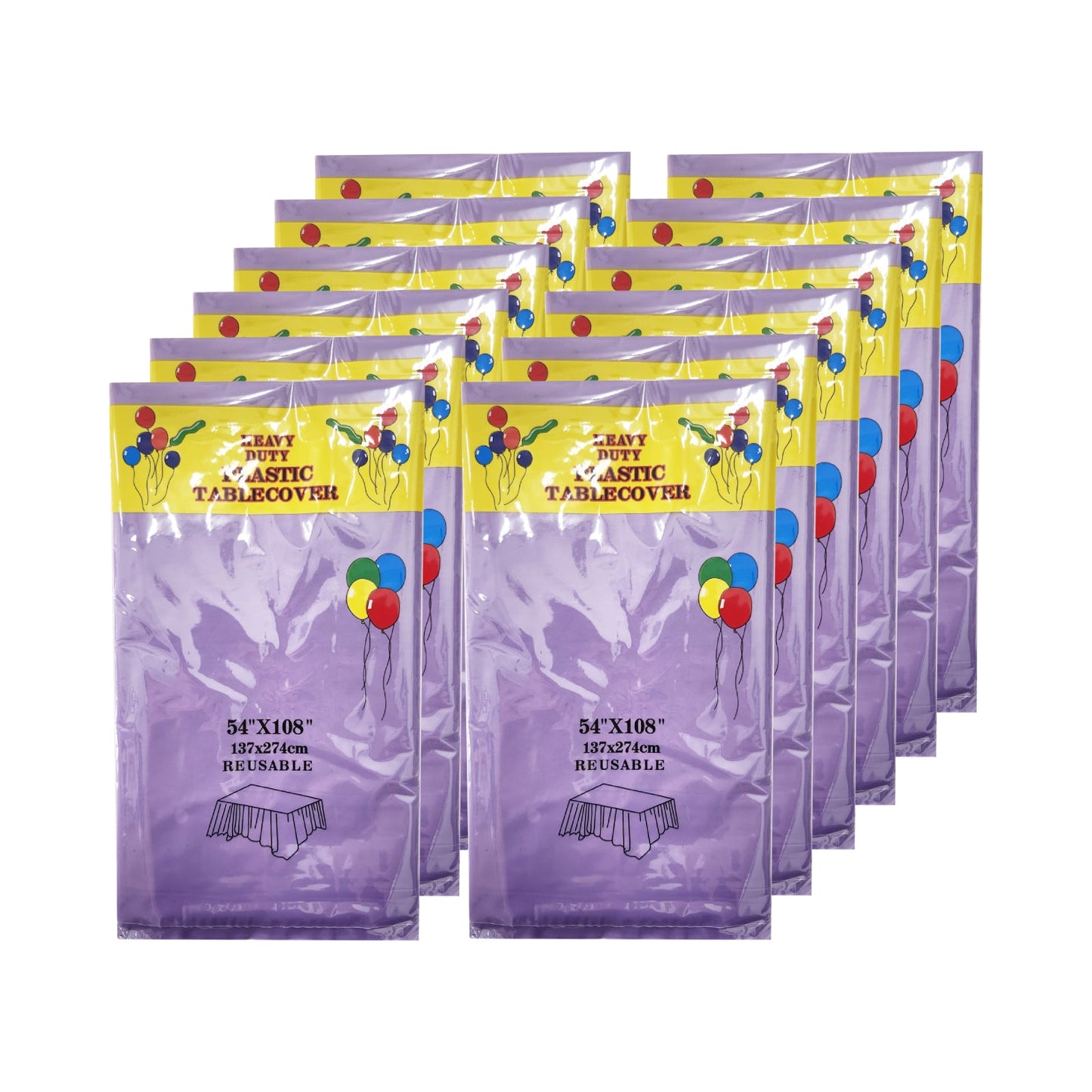 6/12PK Reusable Table Cover - Birthday Wedding Party 137 x 274 cm Rectangle - Homeware Discounts