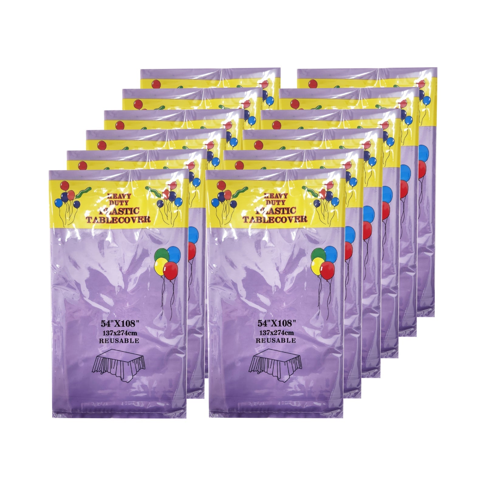 6/12PK Reusable Table Cover - Birthday Wedding Party 137 x 274 cm Rectangle - Homeware Discounts